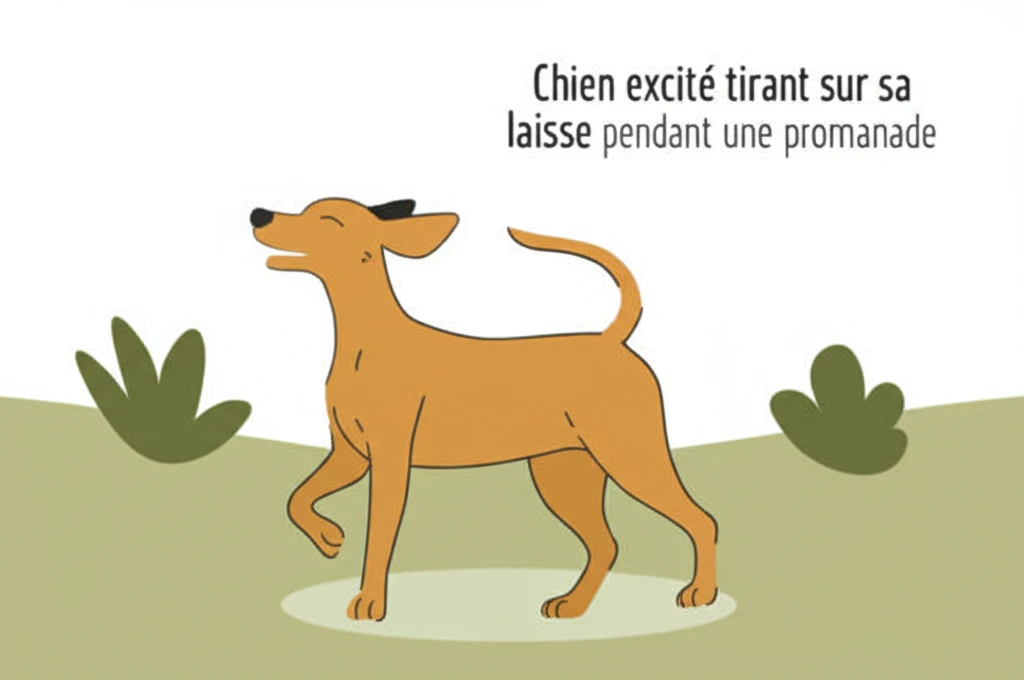 Chien excité tirant sur sa laisse pendant une promenade