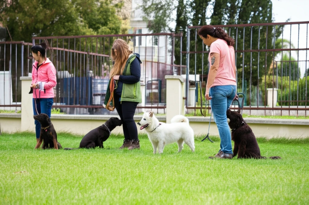 Un éducateur canin donnant un cours collectif à Nice
